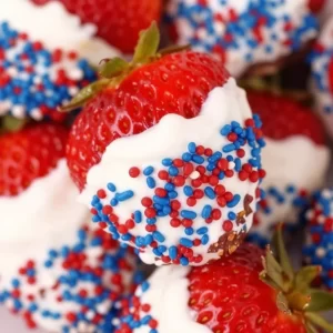 Festive chocolate-covered strawberries for 4th of July celebration