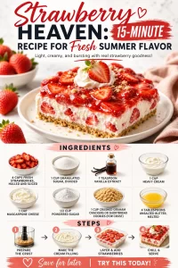 Fresh strawberries and ingredients for a quick 15-minute summer recipe