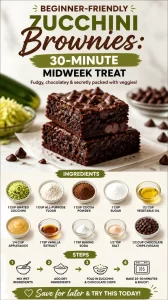 Delicious homemade zucchini brownies served on a plate with visible chocolate chunks.
