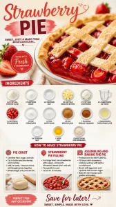 Freshly baked strawberry pie with vibrant strawberries on top