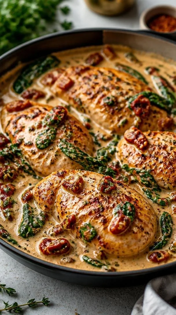 Delicious Marry Me Chicken served with creamy sauce and garnished herbs.