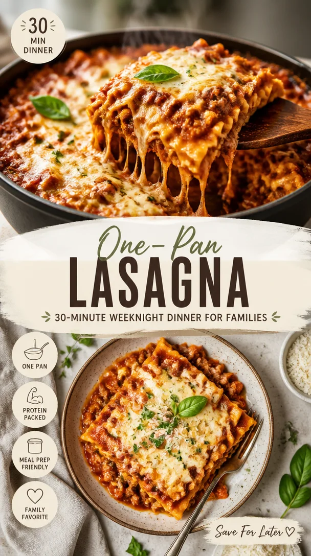 Delicious One-Pan Lasagna ready for a weeknight family dinner