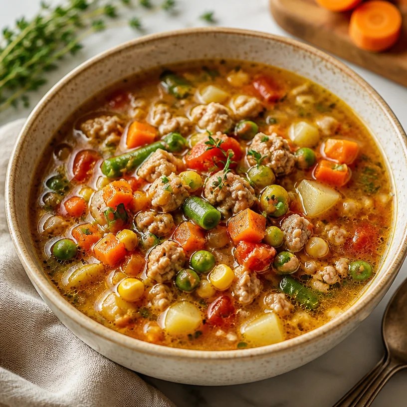 One-Pot Turkey Vegetable Soup cooked in 30 minutes for a healthy dinner