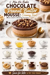 Delicious no-bake chocolate peanut butter mousse in a dessert bowl
