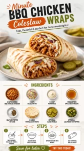 Minute BBQ Chicken Coleslaw Wraps ready for a quick dinner