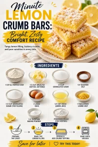 Delicious lemon crumb bars topped with a sweet crumbly topping served on a plate