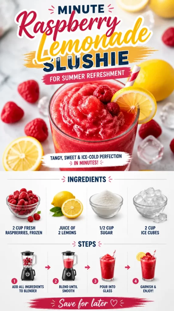 Cooling Raspberry Lemonade Slushie ready for summer enjoyment