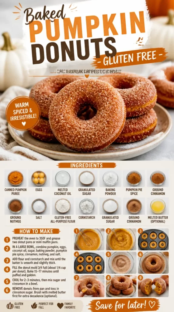 Delicious gluten-free baked pumpkin donuts on a rustic plate