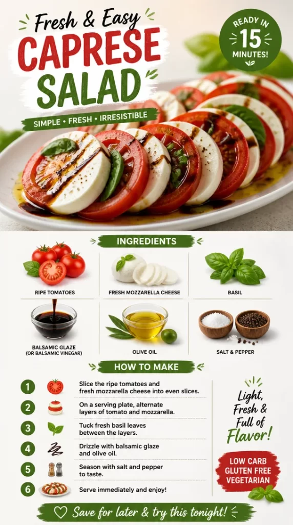 Fresh Caprese Salad with tomatoes, mozzarella, and basil
