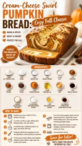 Delicious cream-cheese swirl pumpkin bread, perfect for fall baking and cozy gatherings.