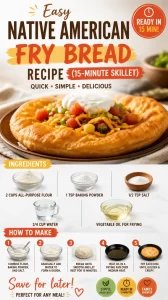 Easy Native American fry bread recipe cooked in a skillet in just 15 minutes.