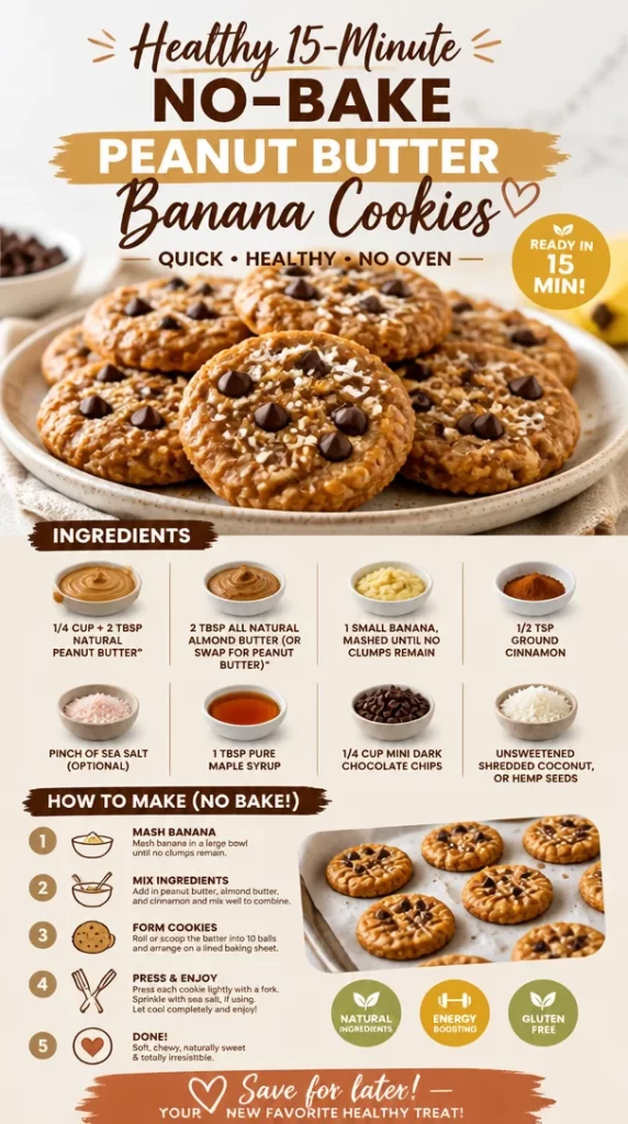 Healthy no-bake peanut butter banana cookies ready to enjoy