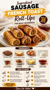 Delicious sausage roll-ups made with French toast for busy mornings