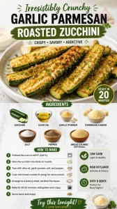 Plate of crunchy garlic parmesan roasted zucchini slices