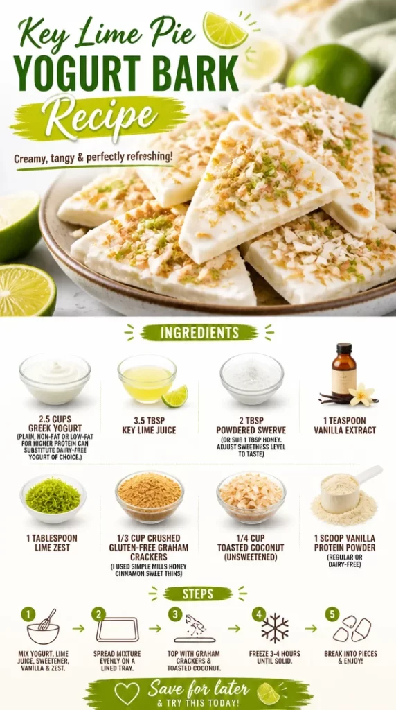 Key Lime Pie Yogurt Bark topped with lime zest and sliced limes