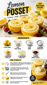 Delicious lemon posset served in elegant dessert cups
