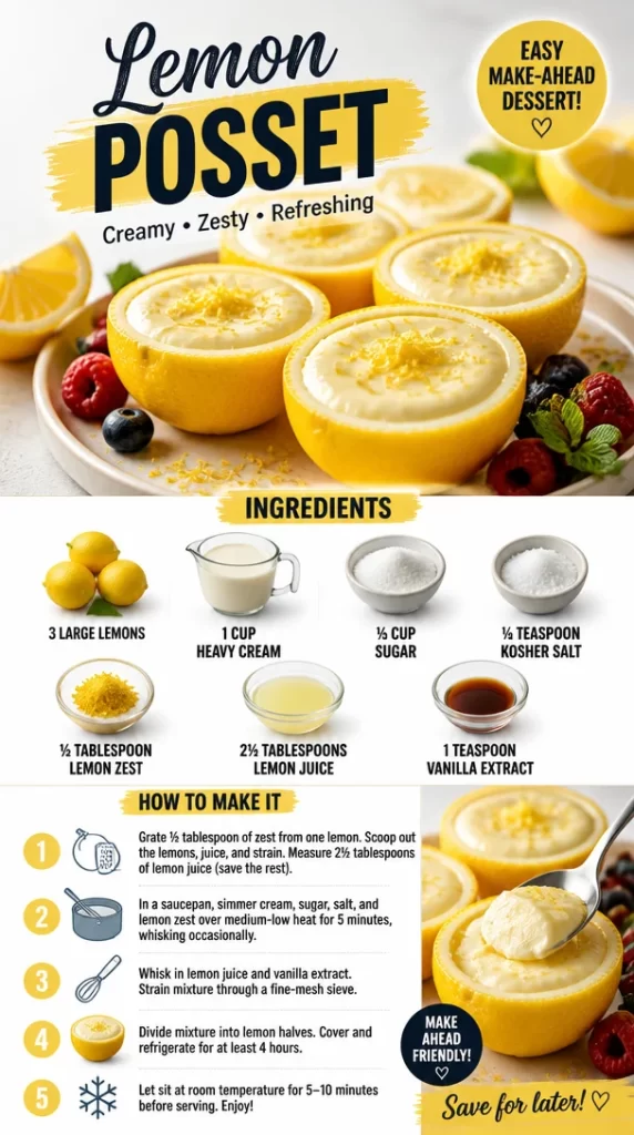 Delicious lemon posset served in elegant dessert cups