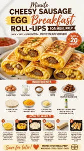 Cheesy sausage egg breakfast roll-ups for easy meal prep