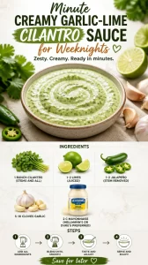 Creamy garlic-lime cilantro sauce for weeknight meal prep