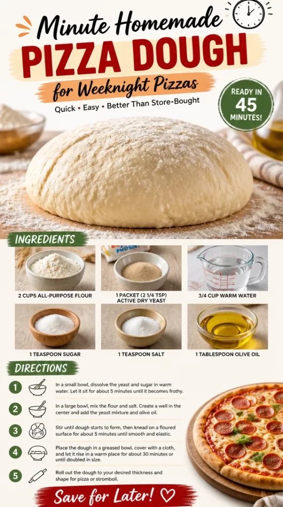 Easy homemade pizza dough made in minutes for quick weeknight meals