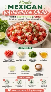 Delicious Minute Mexican Watermelon Salad with lime and chili seasoning