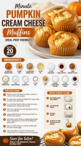 Freshly baked pumpkin cream cheese muffins on a cooling rack