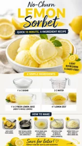Bowl of no-churn lemon sorbet made with four simple ingredients