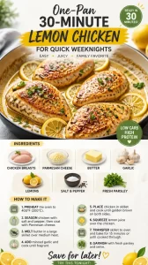 One-Pan 30-Minute Lemon Chicken served with fresh herbs and lemon slices