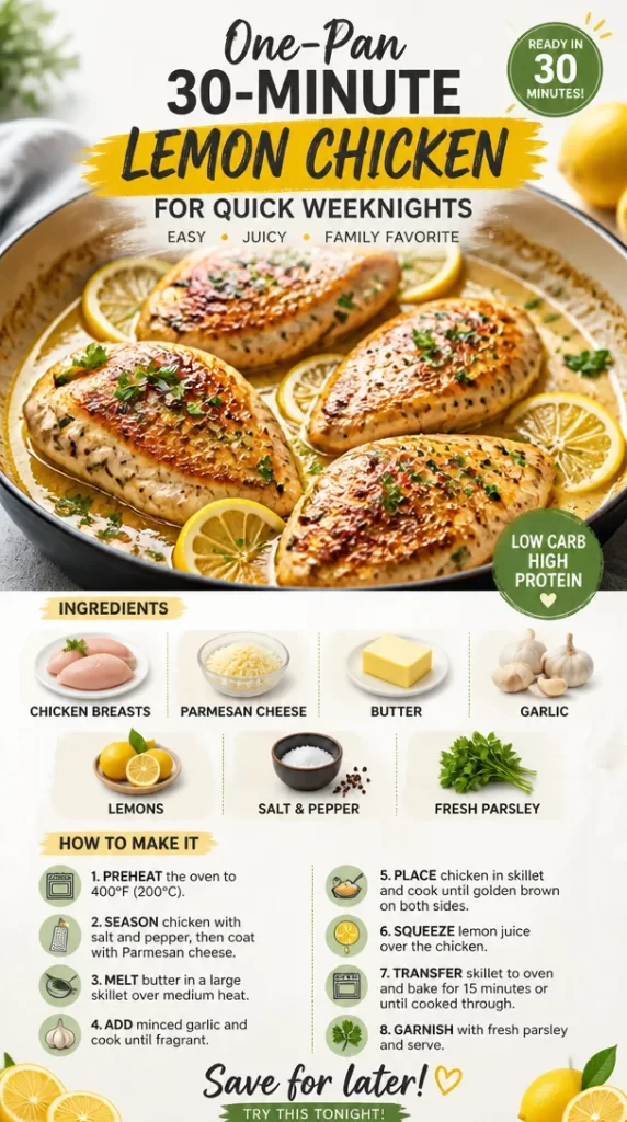 One-Pan 30-Minute Lemon Chicken served with fresh herbs and lemon slices