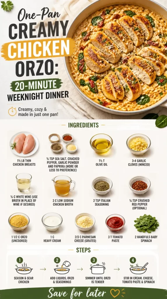 One-Pan Creamy Chicken Orzo easy weeknight dinner