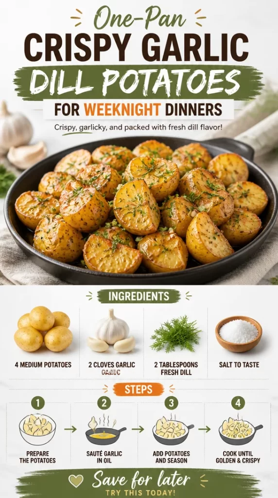 One-Pan Crispy Garlic Dill Potatoes ready to serve for dinner.