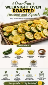 One-pan oven roasted zucchini and squash dish for easy weeknight meal