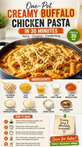 One-Pot Creamy Buffalo Chicken Pasta served in a bowl
