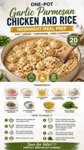 One-Pot Garlic Parmesan Chicken with Rice, perfect for easy weeknight meals