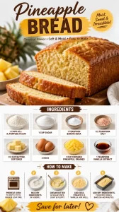 Freshly baked pineapple bread with golden crust and pineapple chunks