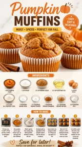 Freshly baked pumpkin muffins with spices and pumpkin seeds