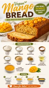 Vegan Mango Bread fresh out of the oven, perfect for a quick breakfast.