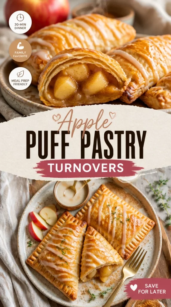 Freshly baked Apple Puff Pastry Turnovers with a golden flaky crust