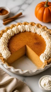 Delicious beginner-friendly pumpkin chiffon pie with fluffy cream topping.