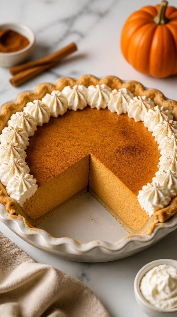 Delicious beginner-friendly pumpkin chiffon pie with fluffy cream topping.