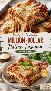 Delicious budget-friendly million-dollar Italian lasagna ready for meal prep