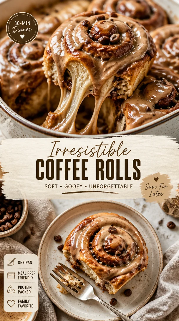 Freshly baked coffee rolls with a golden crust and rich filling