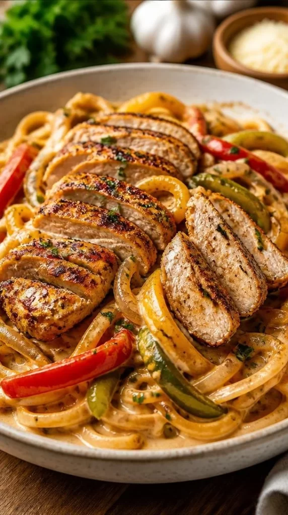 Creamy Cajun Chicken Pasta served in a bowl, garnished with parsley