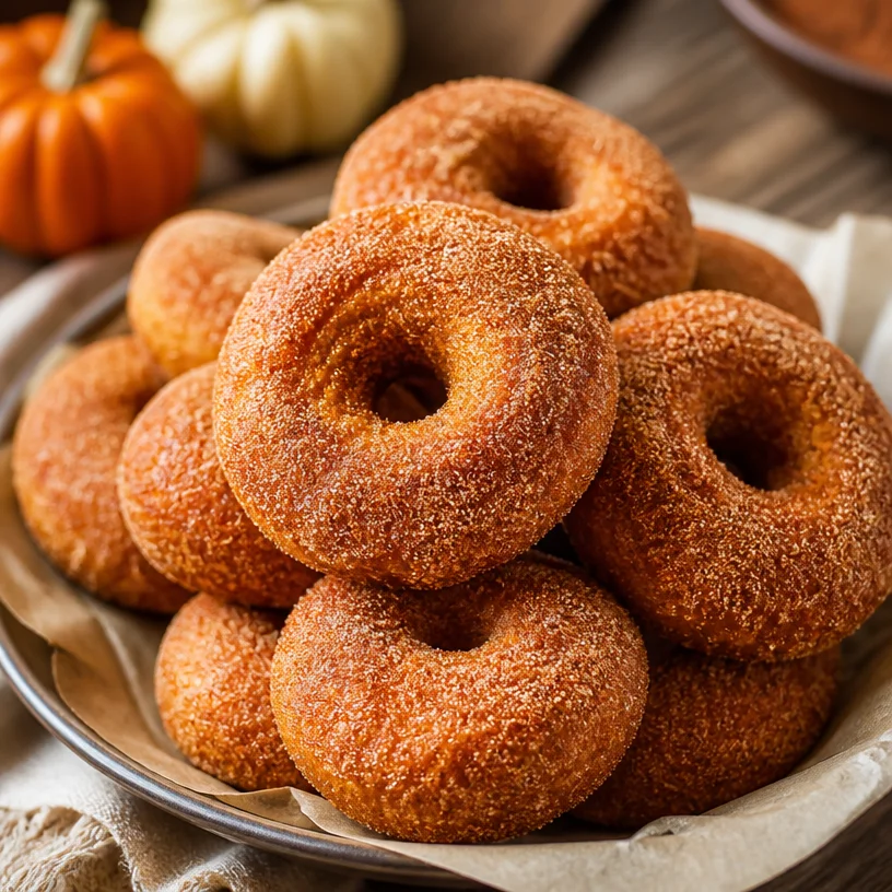 Gluten-free baked pumpkin donuts for fall harvest season
