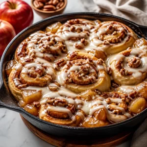 One-Pan Apple Pecan Cinnamon Rolls - Quick and Gooey Recipe