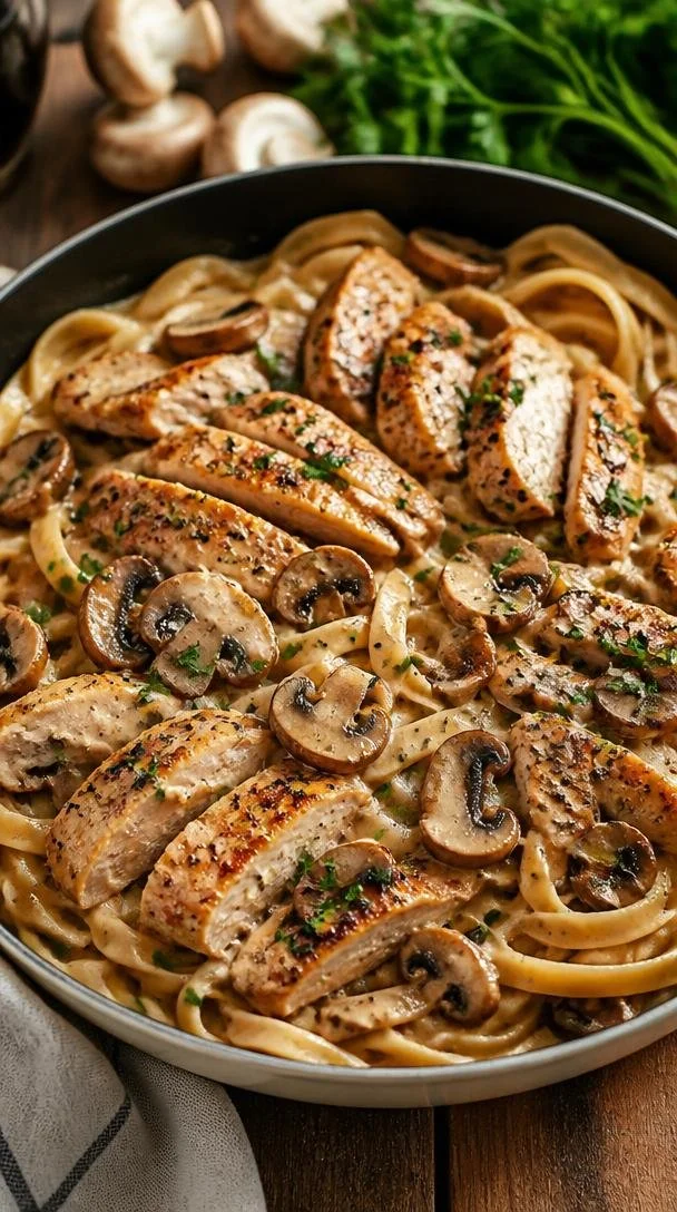 One-Pan Creamy Chicken Marsala Pasta made in 25 minutes