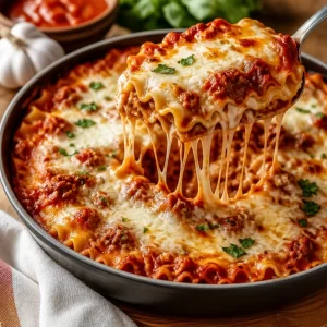 One-Pan Million-Dollar Italian Lasagna prepared on a kitchen counter