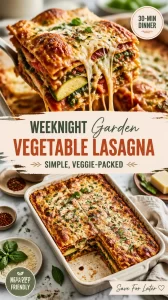 Delicious garden vegetable lasagna, perfect for a healthy weeknight dinner.