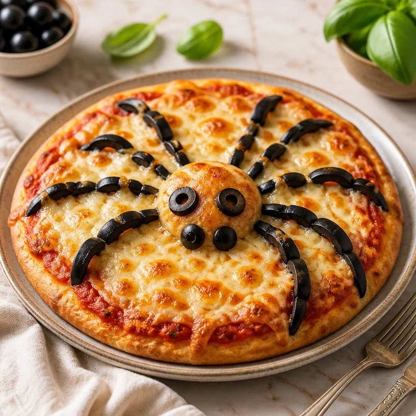 Delicious Spider Pizza with creative toppings