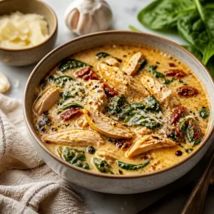 Bowl of weeknight Marry-Me Chicken Soup ready in 25 minutes for a cozy meal